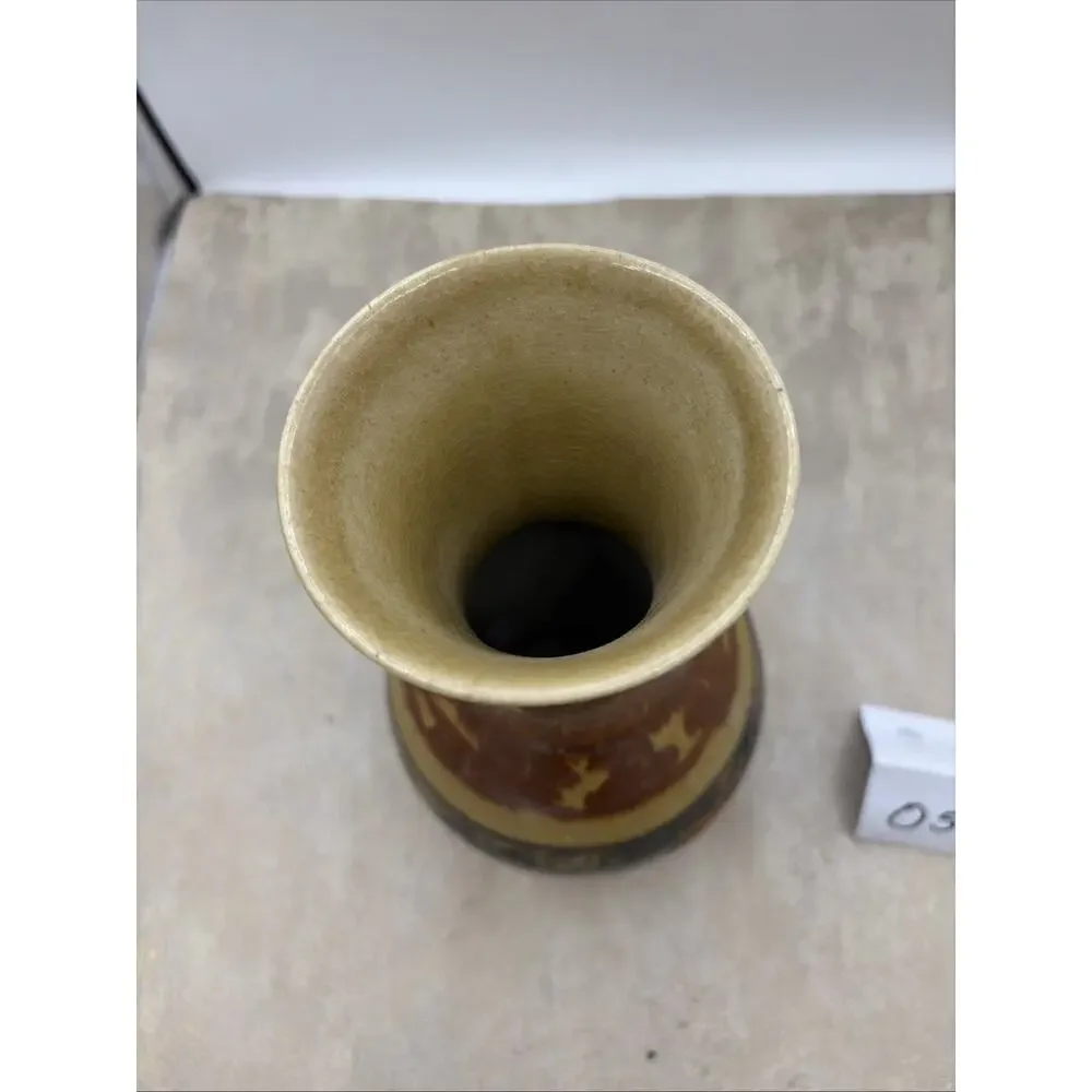 Vintage Art Pottery Floral Mexican Folk Art Vase 9” Tall
